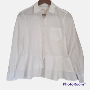 Kate Spade Broome Street White Peplum Button Down Blouse